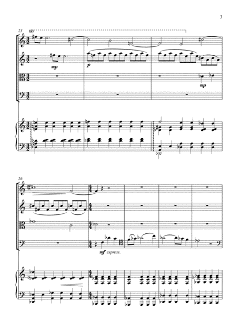 Elegiac Concertino for Harp and String Quartet Chamber Orchestra scores gallery preview page 3