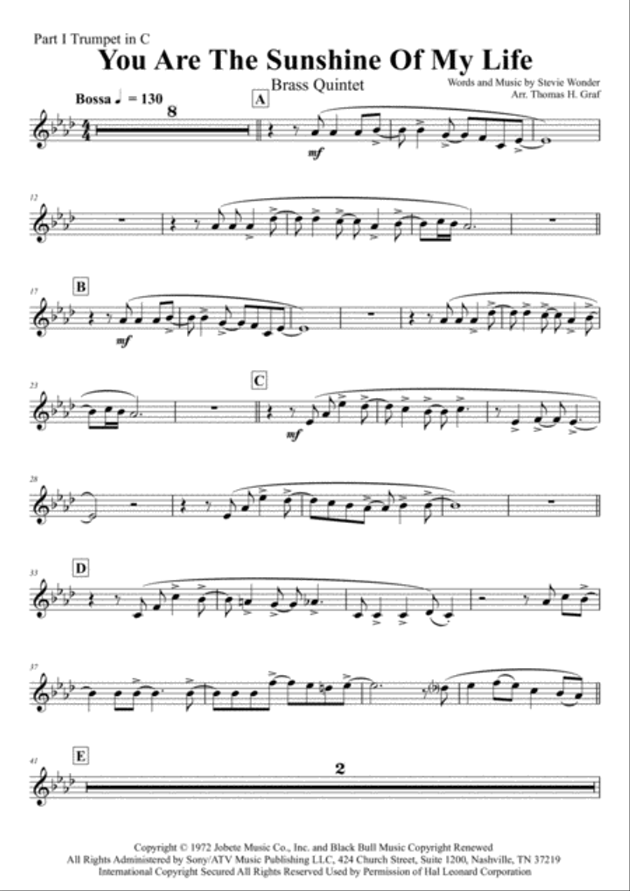 You Are The Sunshine Of My Life Euphonium scores gallery preview page 6