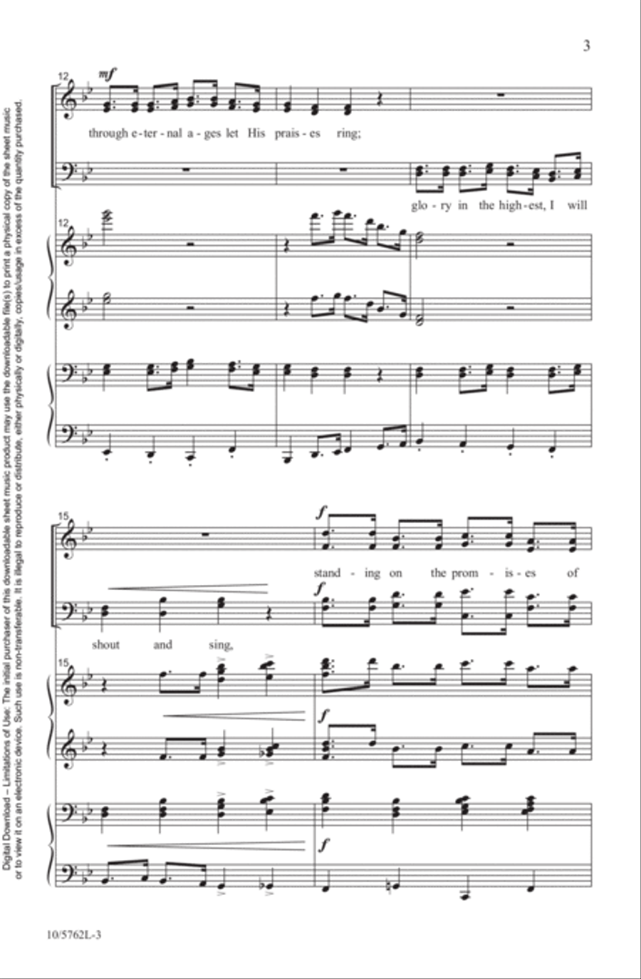 Standing on the Promises Standing on the Promises 4-Part scores gallery preview page 3