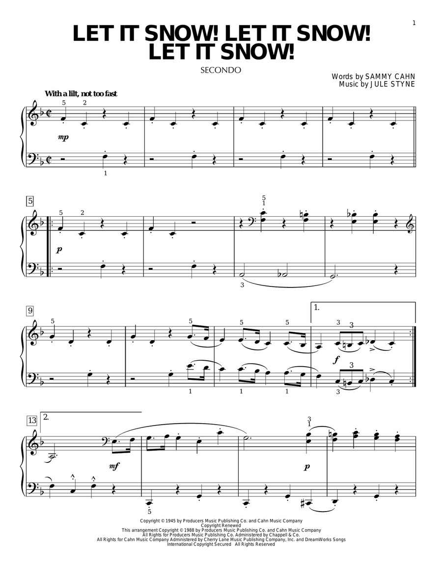 Let It Snow! Let It Snow! Let It Snow! Piano Duet scores gallery preview page 1
