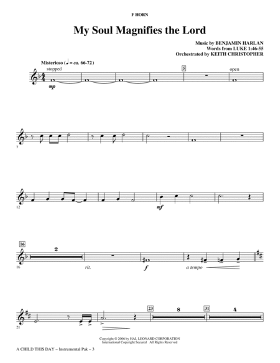 A Child This Day - F Horn Choir scores gallery preview page 3