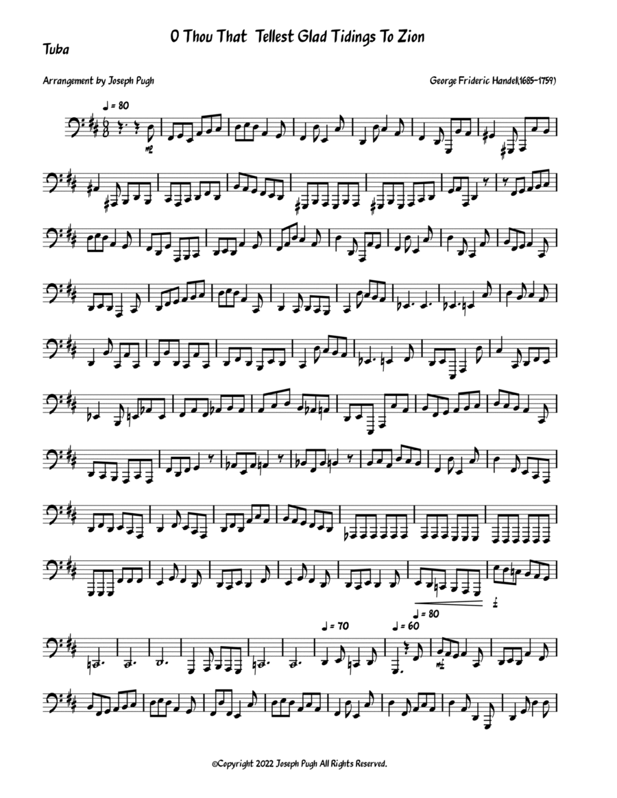 Messiah(O Thou That Tellest Glad Tidings To Zion) Brass Quintet Brass Quintet scores gallery preview page 1