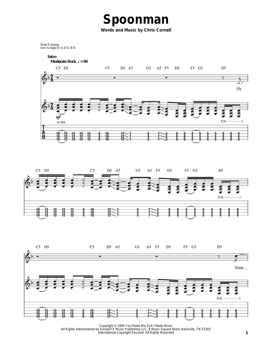 Spoonman Acoustic Guitar scores gallery preview page 1