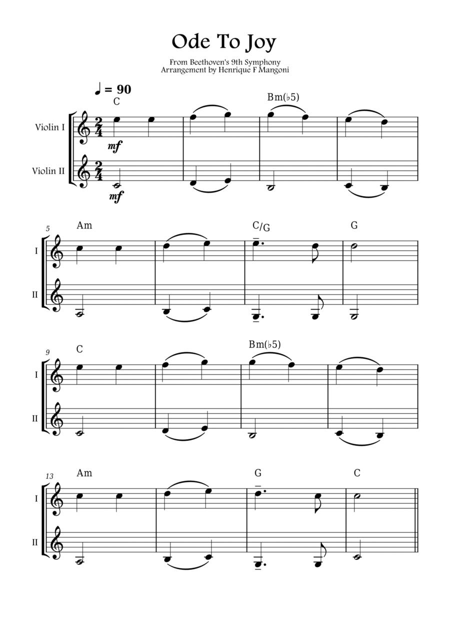 Ode To Joy Ode To Joy String Duet scores gallery preview page 1