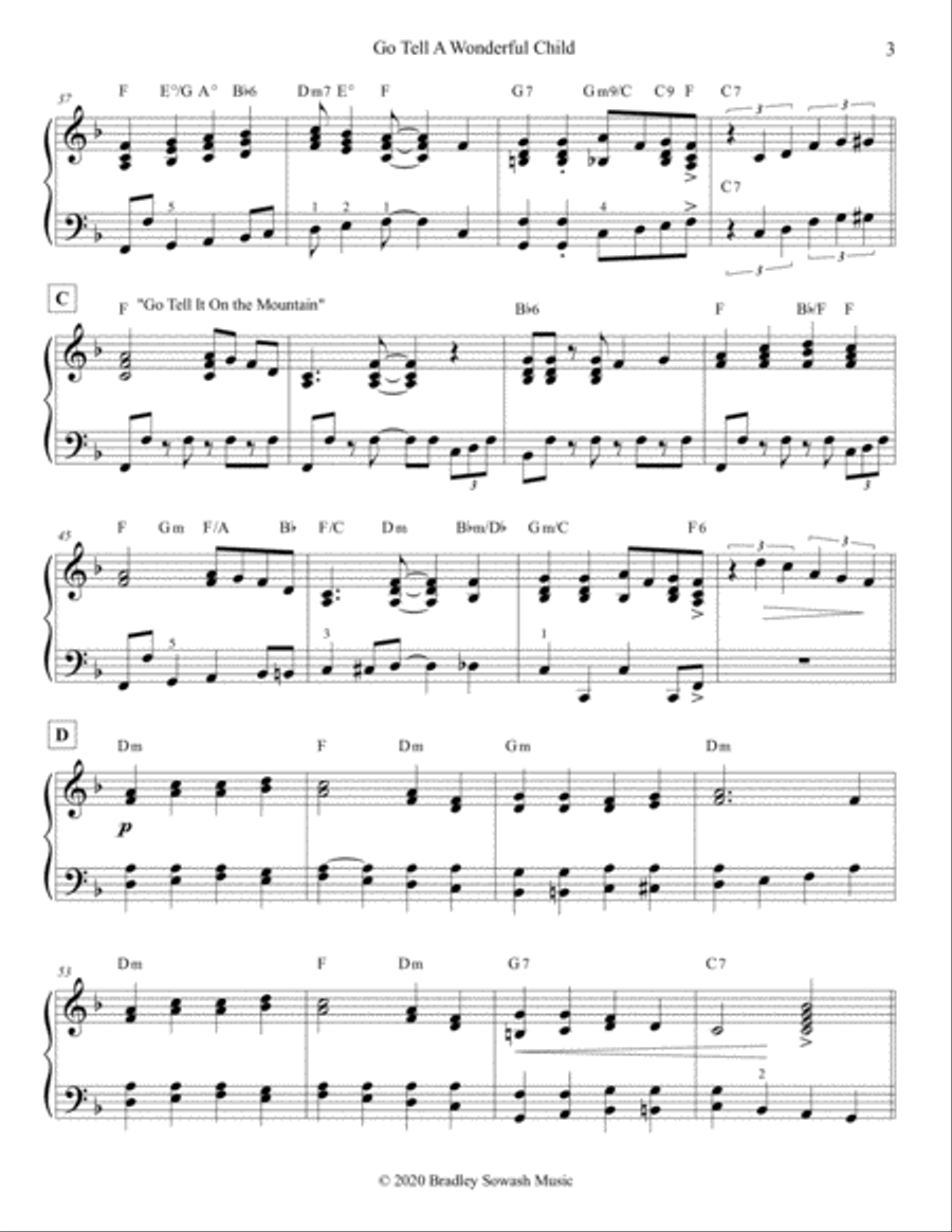 Go Tell A Wonderful Child - solo piano Piano Solo scores gallery preview page 4