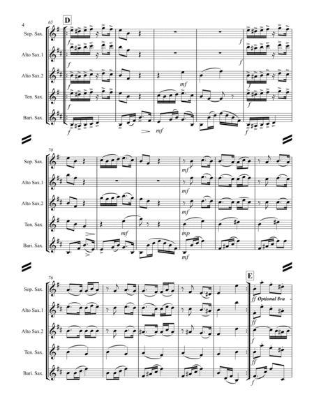 La Cumparsita (Tango) (for Saxophone Quartet SATB or AATB) image number null