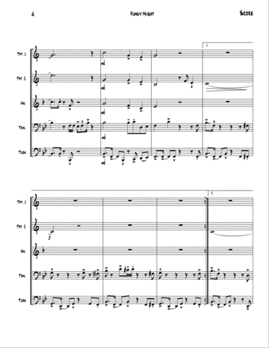 Funky Night (Silent Night) Brass Ensemble scores gallery preview page 5
