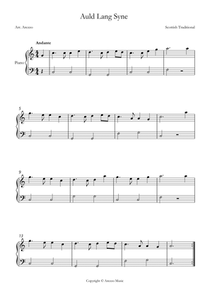 auld lang syne easy piano sheet music for beginners c major - one note bass