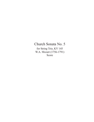 Book cover for Church Sonata #5 for String Trio