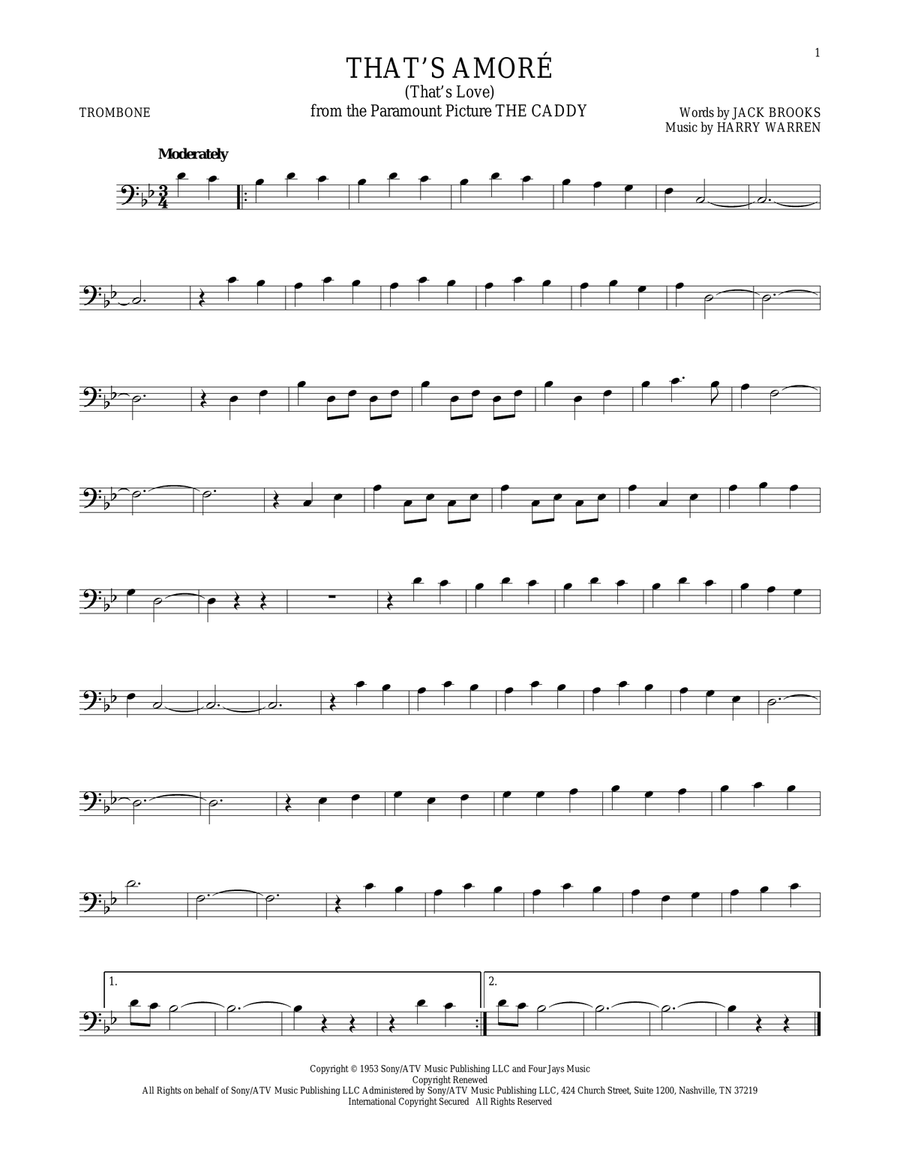 That's Amore (That's Love) Trombone Solo scores gallery preview page 1