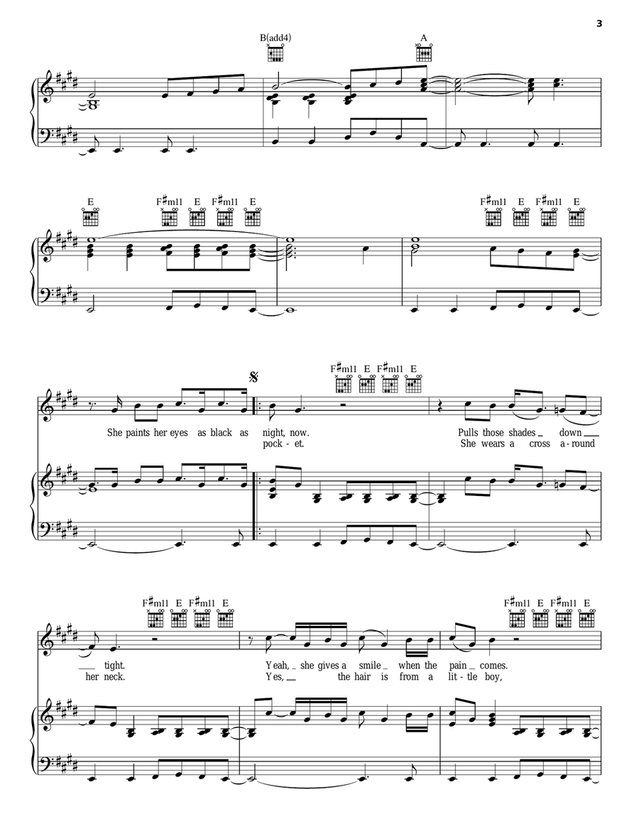 She Talks To Angels Piano, Vocal, Guitar scores gallery preview page 3