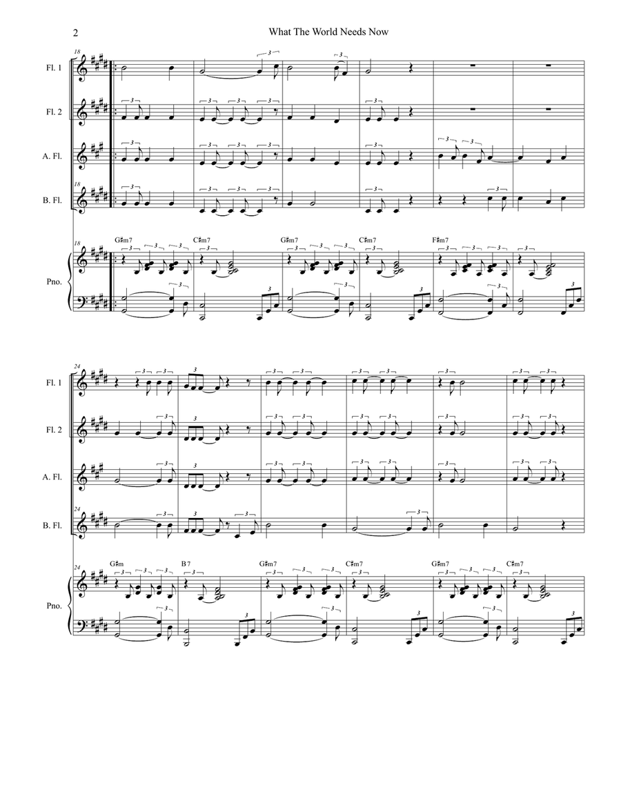 What The World Needs Now Is Love Woodwind Ensemble scores gallery preview page 2
