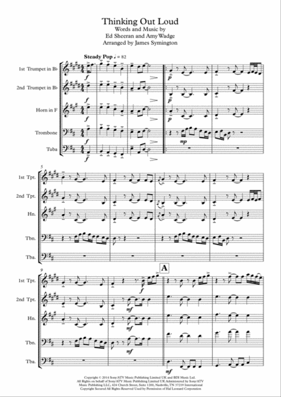 Thinking Out Loud Brass Ensemble scores gallery preview page 2
