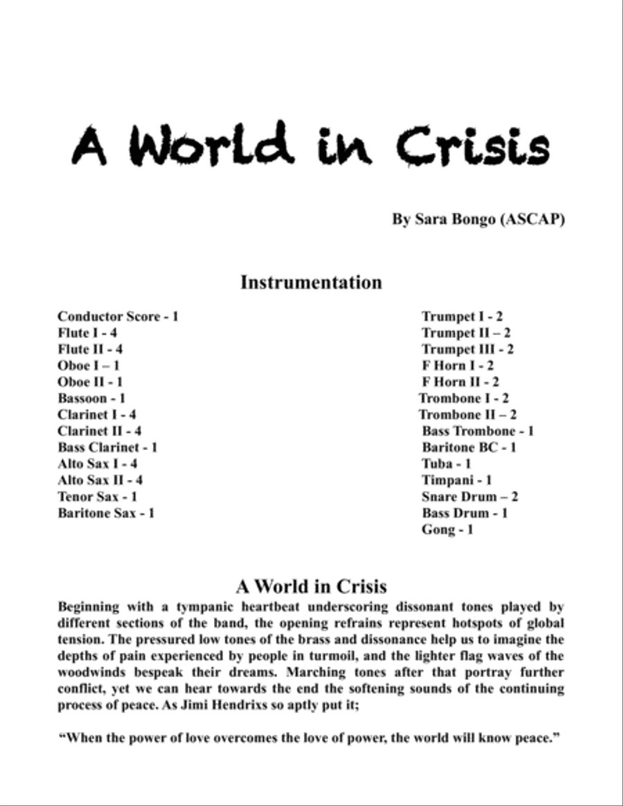 A World in Crisis Concert Band scores gallery preview page 2