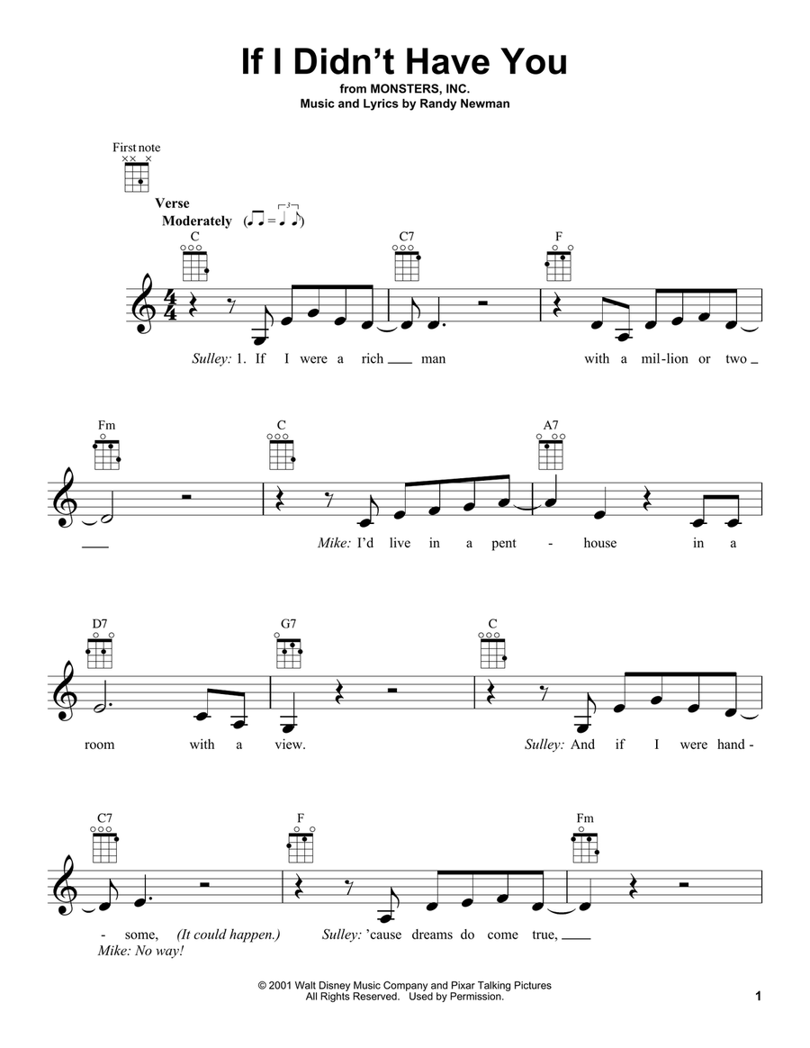 If I Didn't Have You (from Monsters, Inc.) Ukulele scores gallery preview page 1
