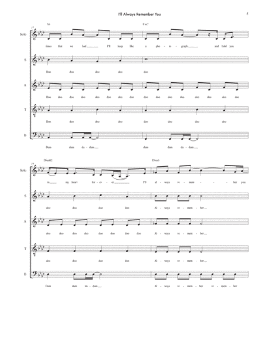 I'll Always Remember You 4-Part scores gallery preview page 6