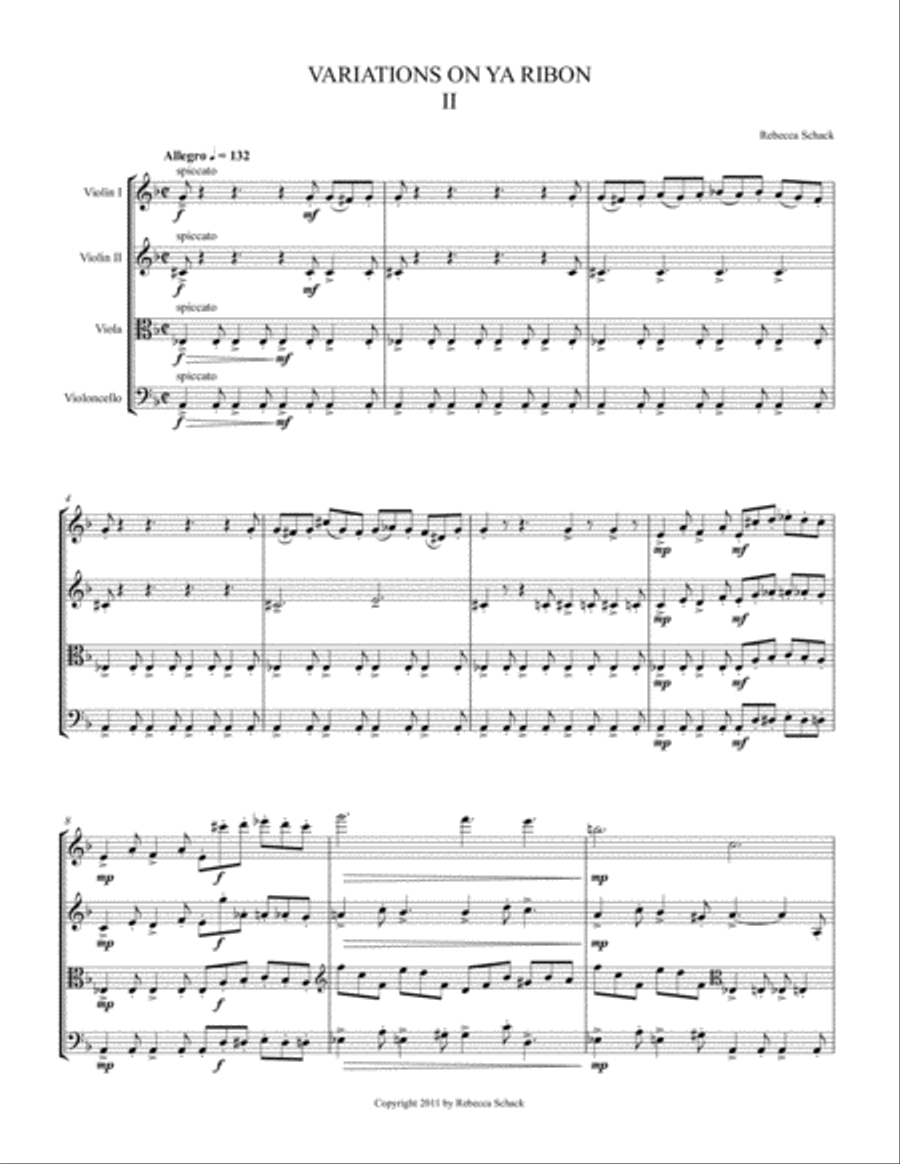 Variations On Ya Ribon String Quartet scores gallery preview page 5