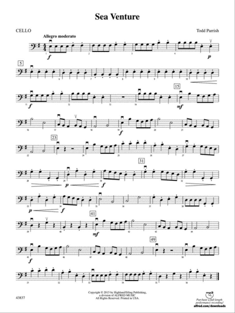 Sea Venture: Cello String Orchestra scores gallery preview page 1