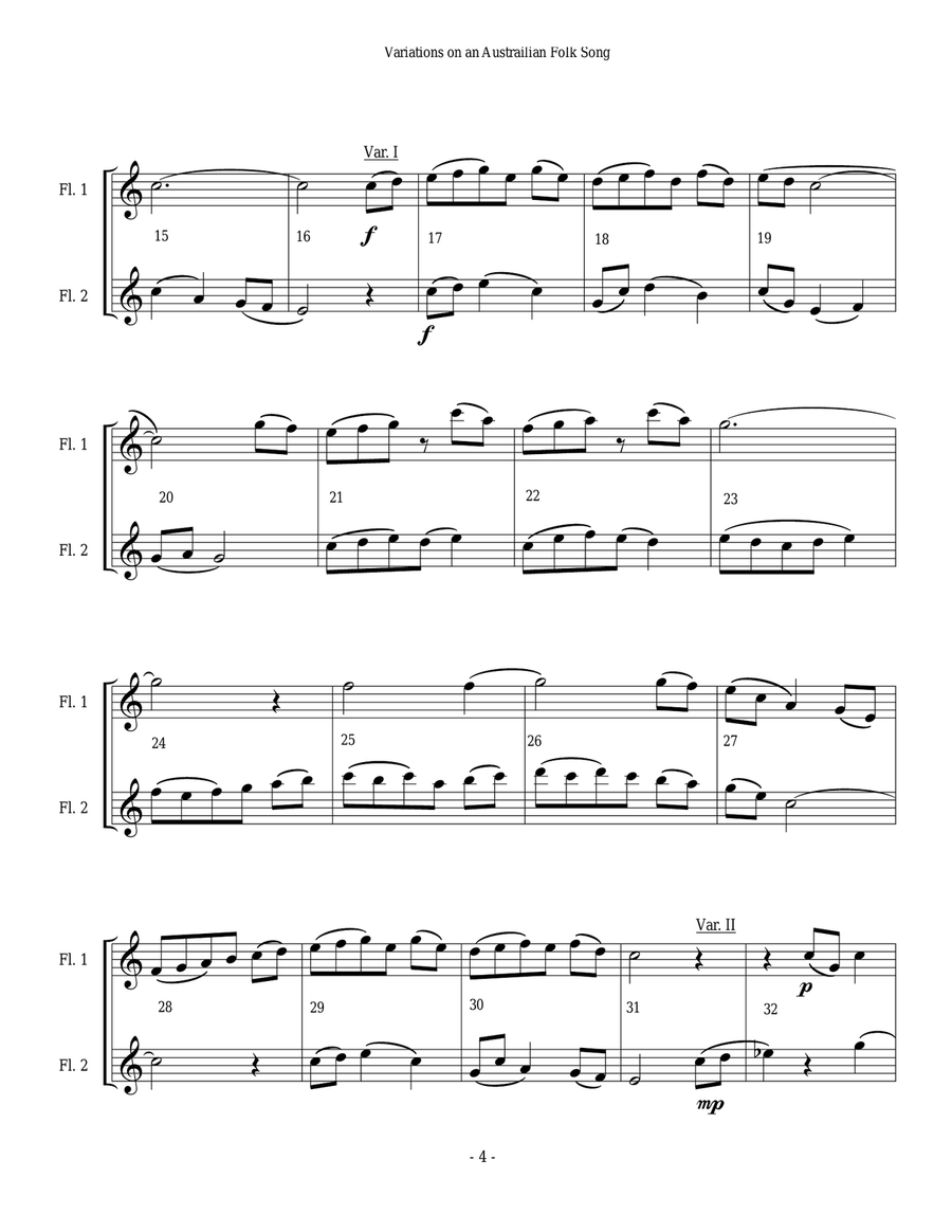 Variations on an Australian Folk Song - Flute Duet Flute Duet scores gallery preview page 4