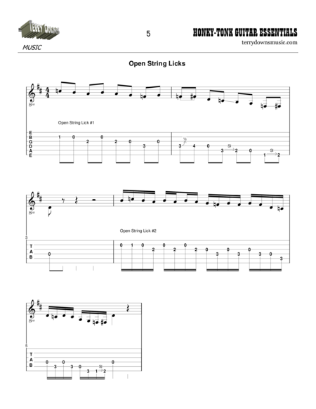 Honky Tonk Guitar Essentials - Music Score and Tablature