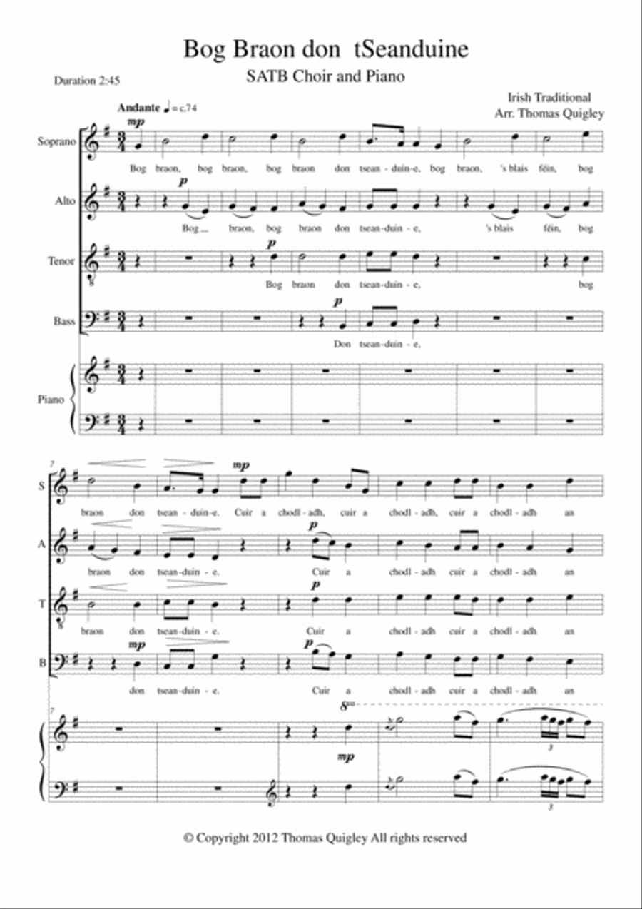 Bog Braon don tSeanduine Bog Braon don tSeanduine 4-Part scores gallery preview page 1