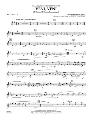 Veni, Veni (O Come, O Come Emmanuel) - Bb Clarinet 3