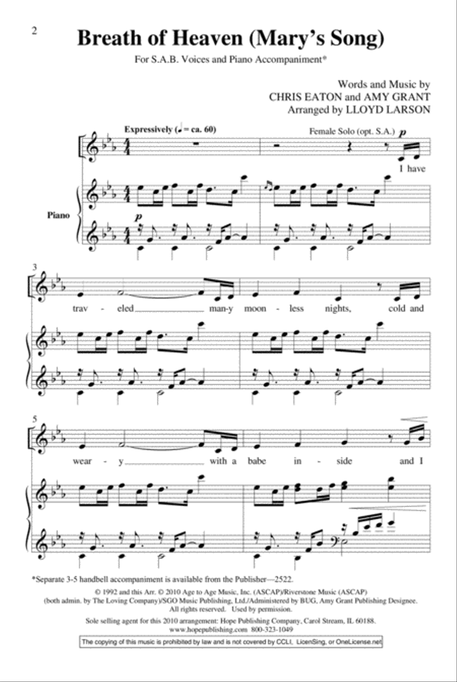 Breath of Heaven (Mary's Song) 3-Part scores gallery preview page 2