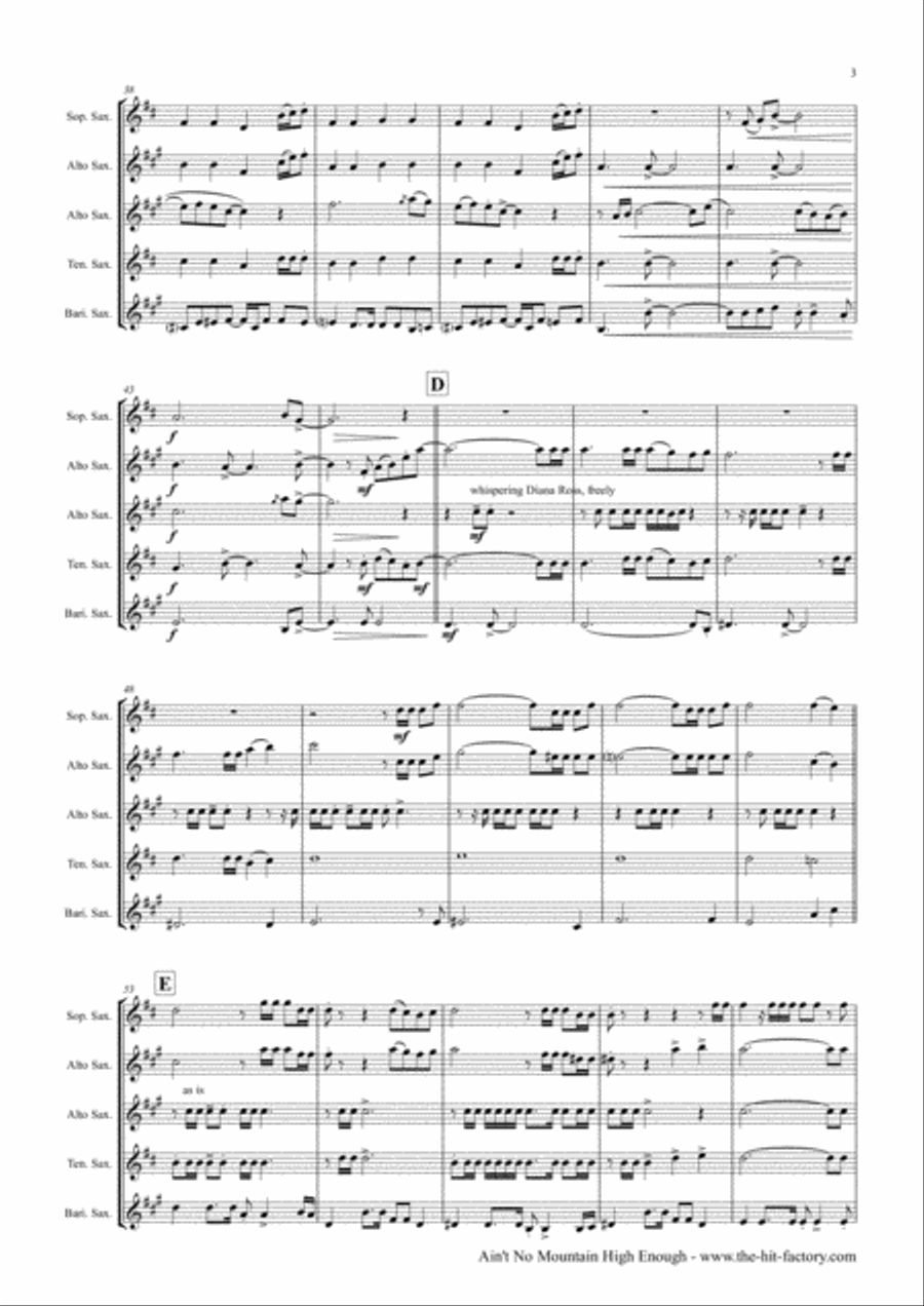 Ain't No Mountain High Enough Saxophone Quintet scores gallery preview page 3