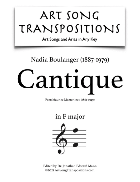 BOULANGER: Cantique (transposed to F major)