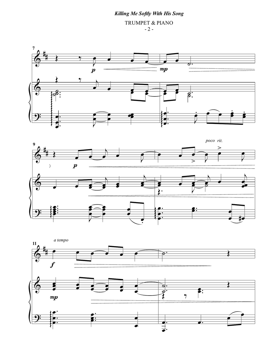 Killing Me Softly With His Song B-Flat Trumpet scores gallery preview page 2