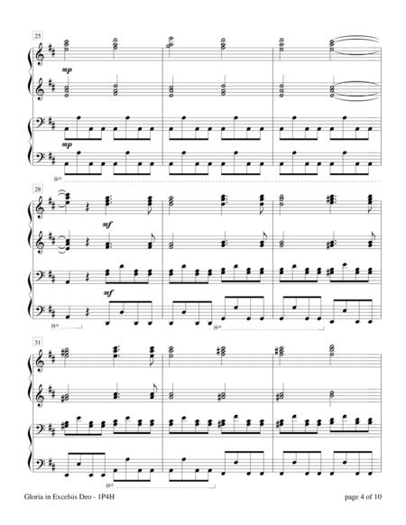 Gloria in Excelsis Deo (1 Piano, 4 Hands) by Sharon Wilson 1 Piano, 4-Hands - Digital Sheet Music