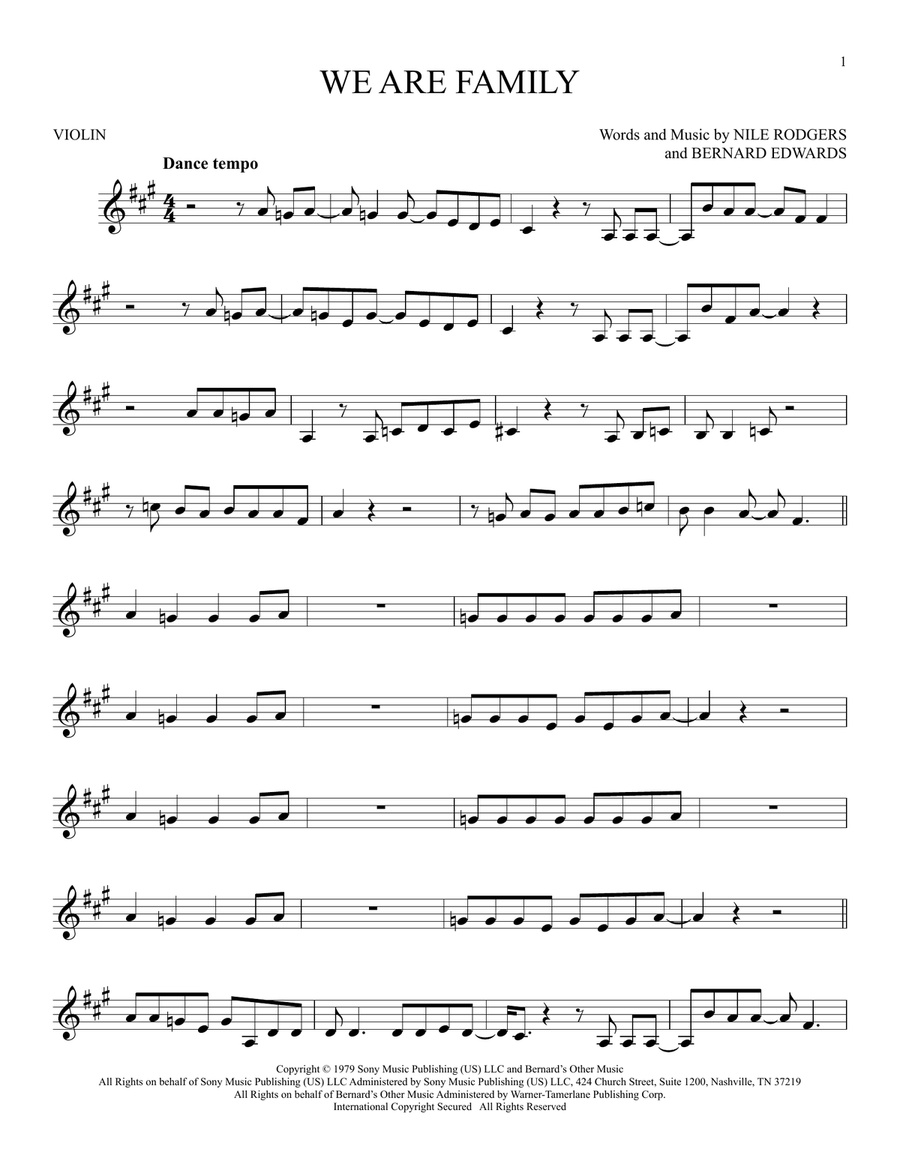 We Are Family We Are Family Violin Solo scores gallery preview page 1