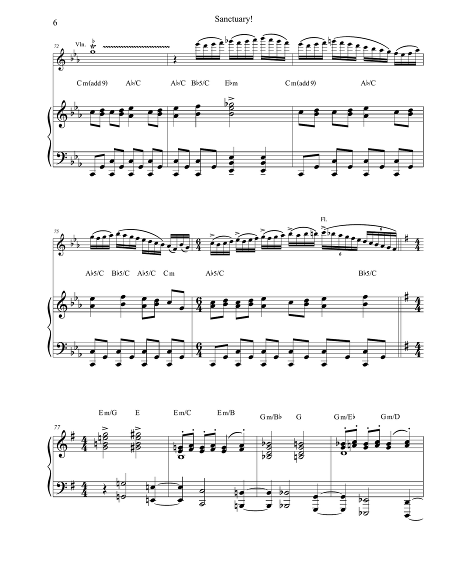 Sanctuary! Piano Solo scores gallery preview page 6