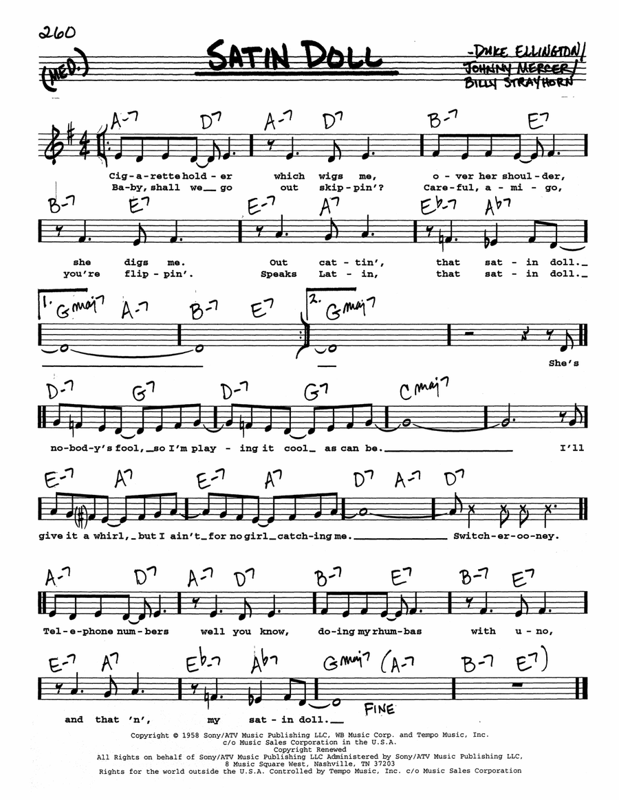 Satin Doll (Low Voice) Satin Doll (Low Voice) Low Voice scores gallery preview page 1