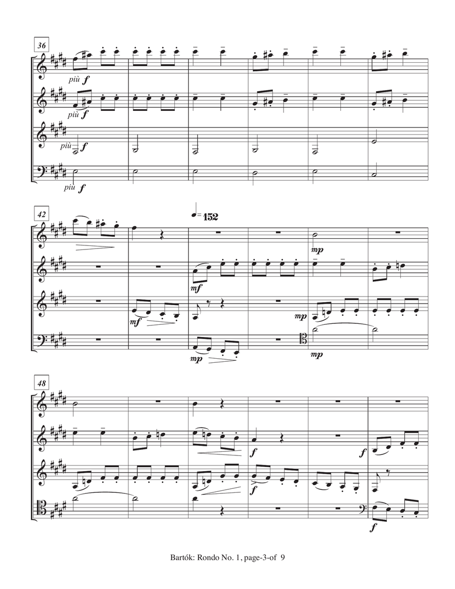Rondo No. 1 from Three Rondos on folk tunes Woodwind Quartet scores gallery preview page 5