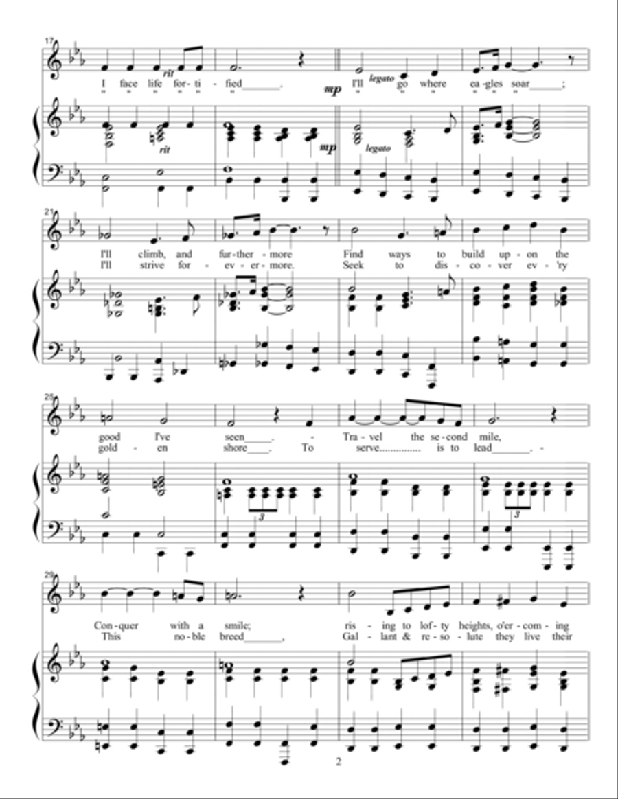 Where Eagles Soar (for celebrating the Eagle Scout in the Boy Scouts of America) Piano, Vocal, Guitar scores gallery preview page 2