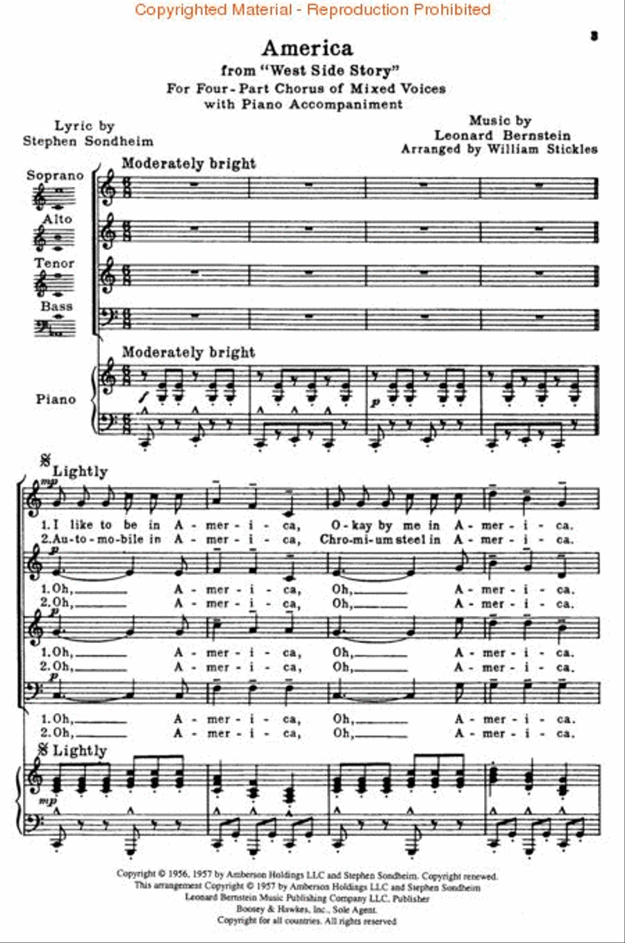 America (from West Side Story) 4-Part scores gallery preview page 2