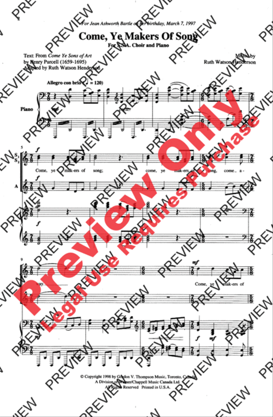 Come, Ye Makers of Song Women's Choir scores gallery preview page 2