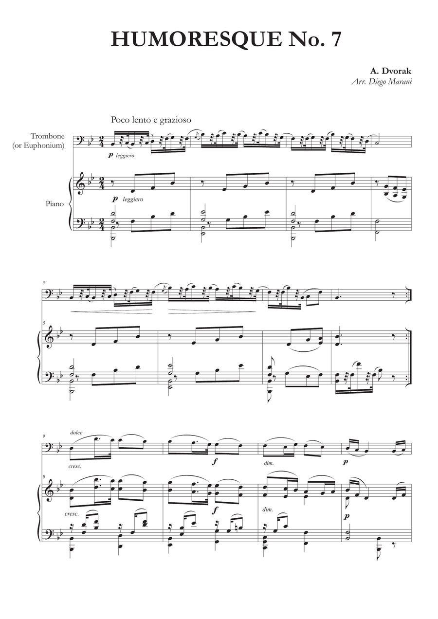 Humoresque No. 7 for Trombone and Piano Brass Duet scores gallery preview page 2