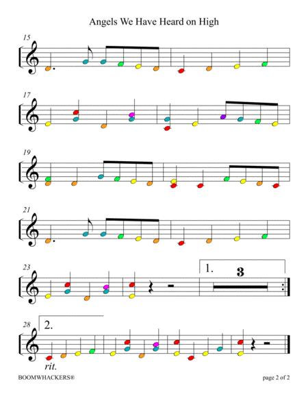Christmas Carols (Collection of 10 Color-Coded Arrangements for One Octave Boomwhackers® with Piano) by Sharon Wilson Small Ensemble - Digital Sheet Music