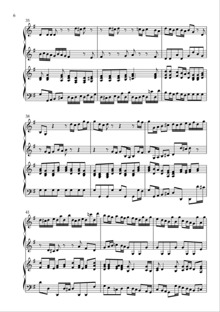 Brandenburg Concerto No. 3 in G Major, BWV 1048 (arr. for Organ Duet) by Johann Sebastian Bach Organ Solo scores gallery preview page 6