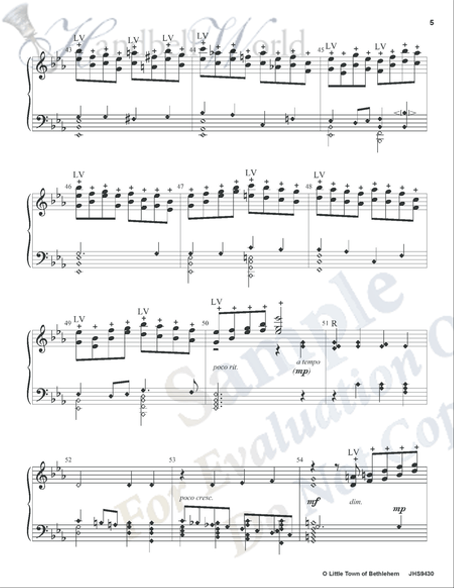 O Little Town of Bethlehem Handbell Choir scores gallery preview page 4