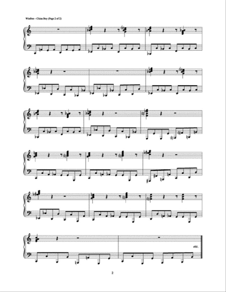 China Boy China Boy Piano Solo scores gallery preview page 2