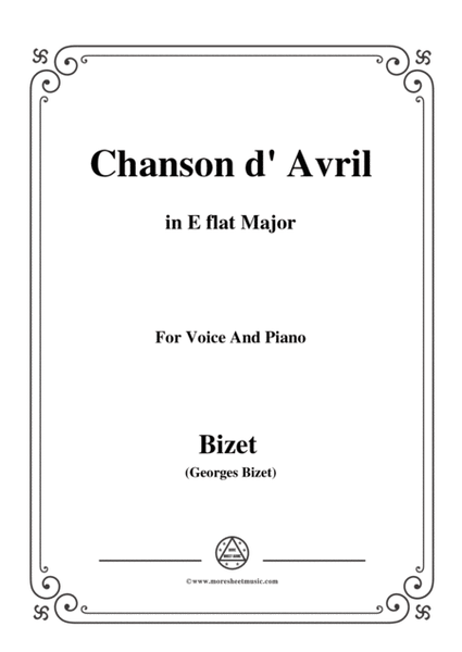 Bizet-Chanson d' Avril in E flat Major,for voice and piano image number null