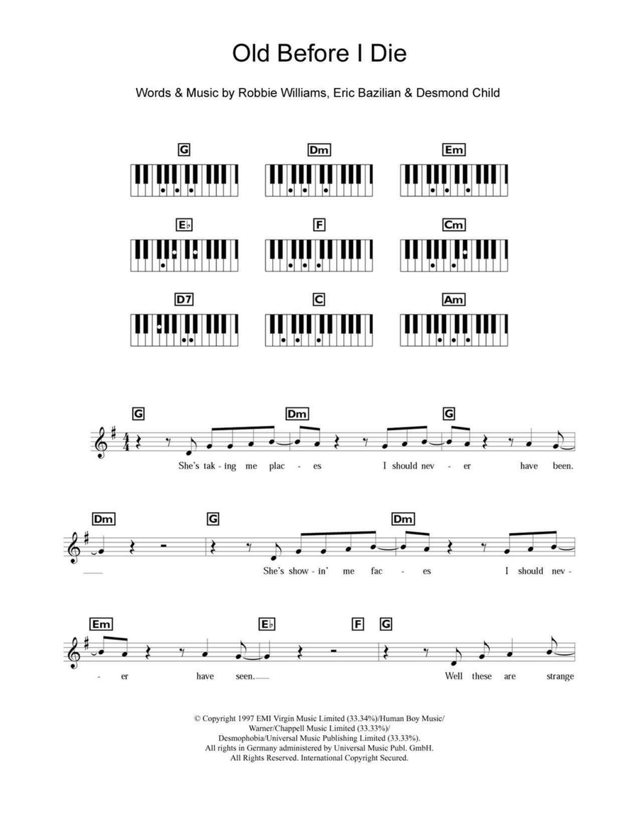 Old Before I Die Old Before I Die Piano scores gallery preview page 1