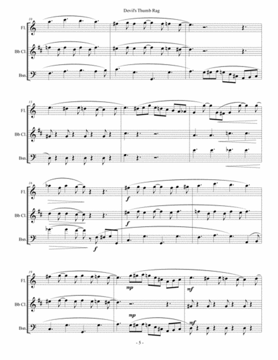 Boulder Rags, Arr. for Flute, Clarinet and Bassoon MASTER SCORE
