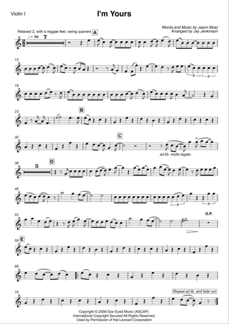 I'm Yours String Quartet scores gallery preview page 2