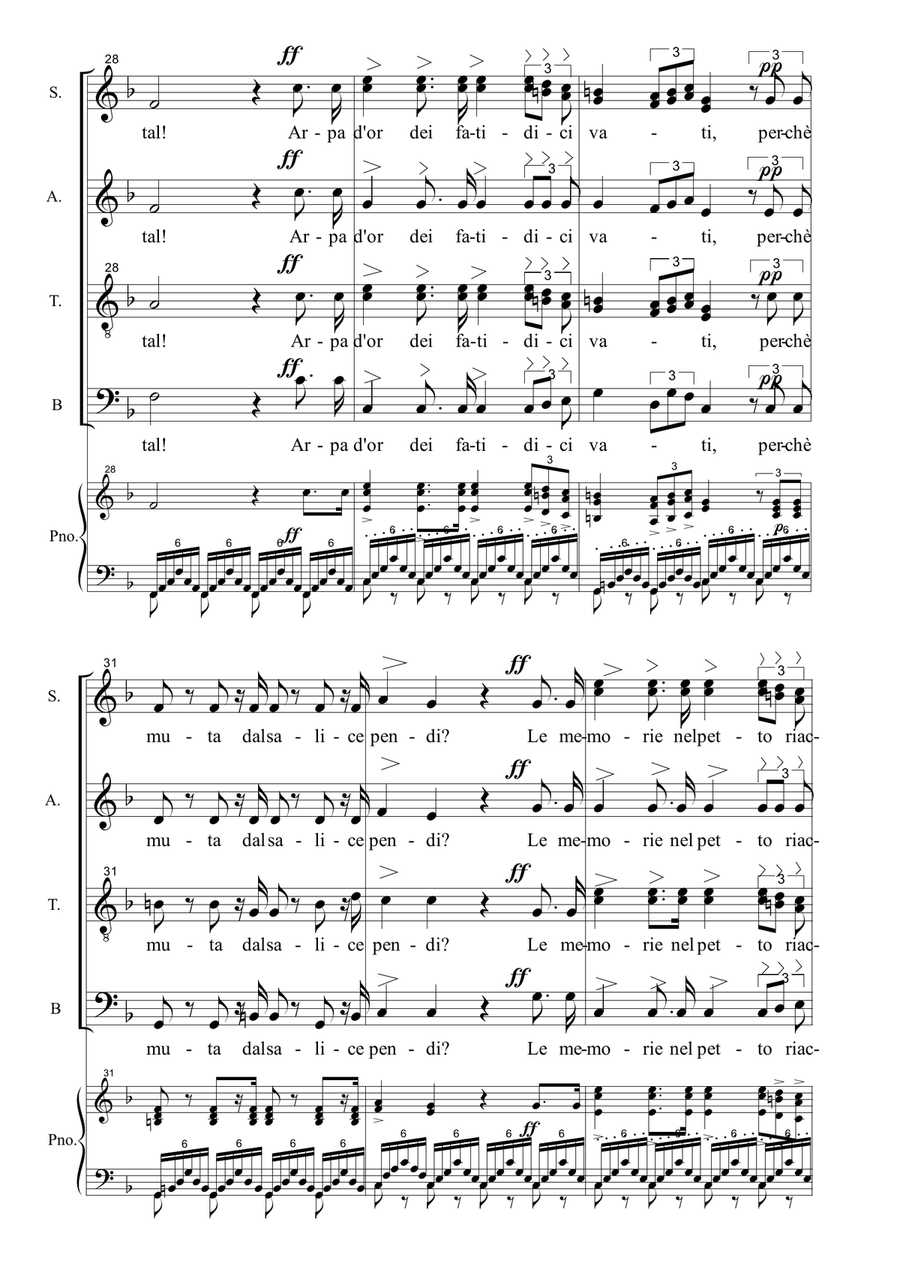 VA' PENSIERO - Verdi - (From Nabucco) - Arr. for SATB Choir and Piano 4-Part scores gallery preview page 6