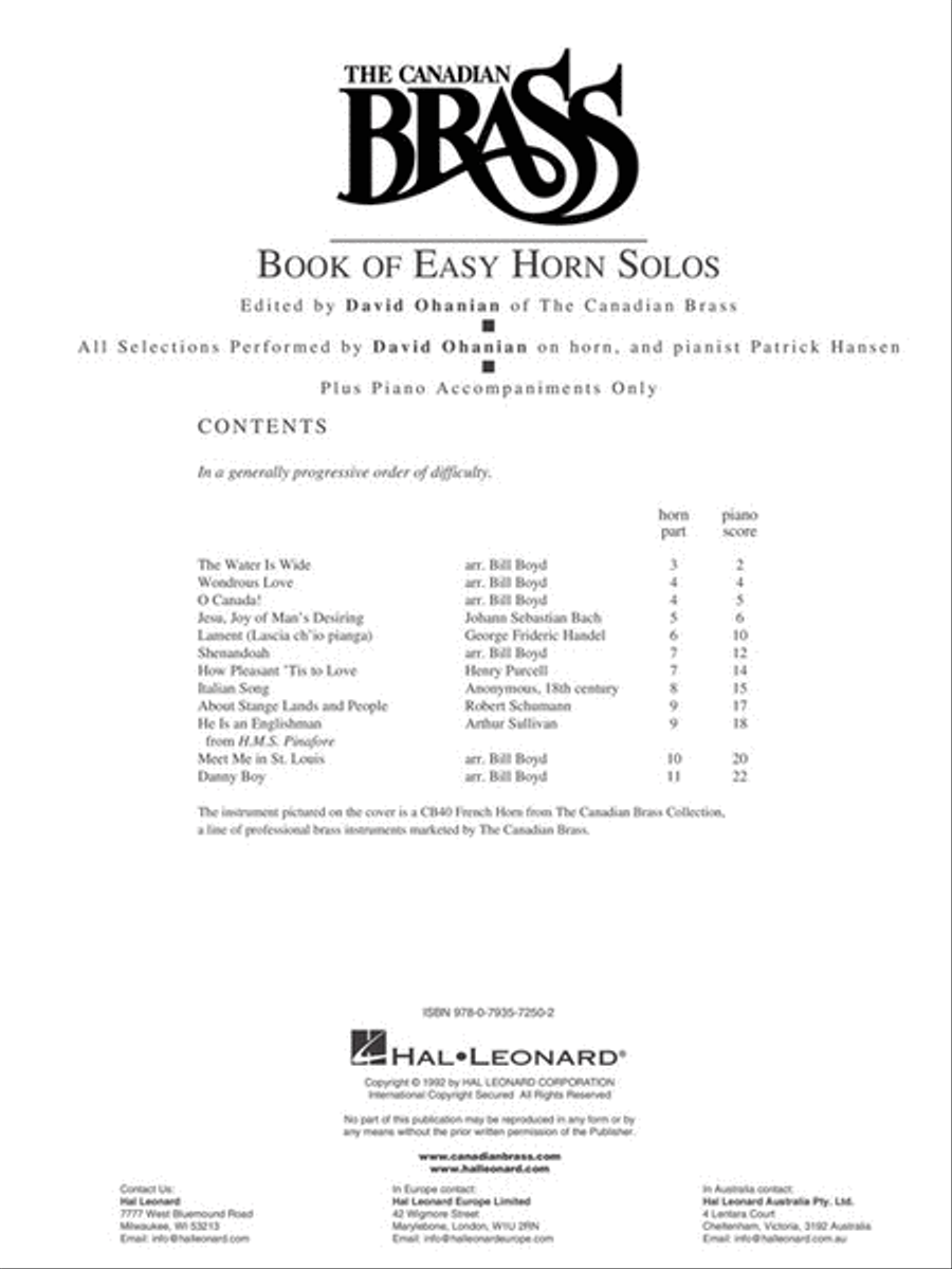 Canadian Brass Book of Easy Horn Solos Piano scores gallery preview page 4