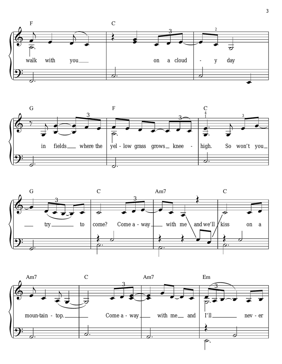 Come Away With Me Easy Piano scores gallery preview page 3